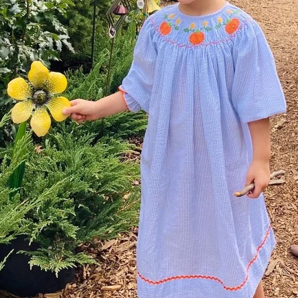 Fall Thanksgiving Pumpkin dress with smocking size 4 - Picture 8 of 8
